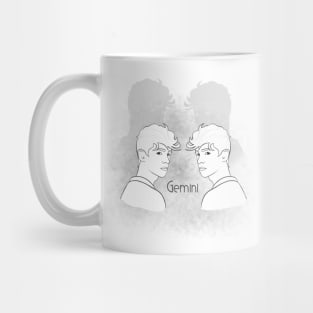 Zodiac sign Gemini - Black and white lineart Mug